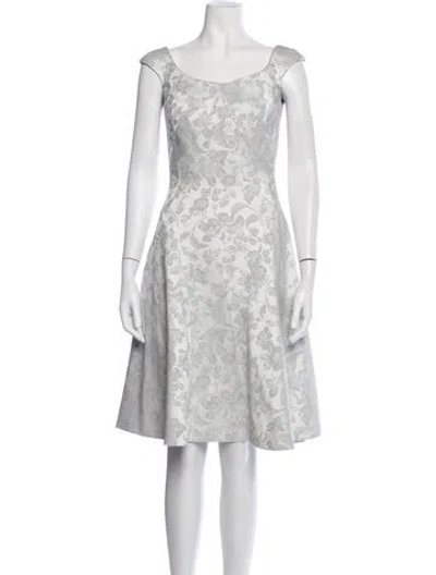 Pre-owned Zac Posen Floral Print Knee-length Dress W/ Tags In Grey