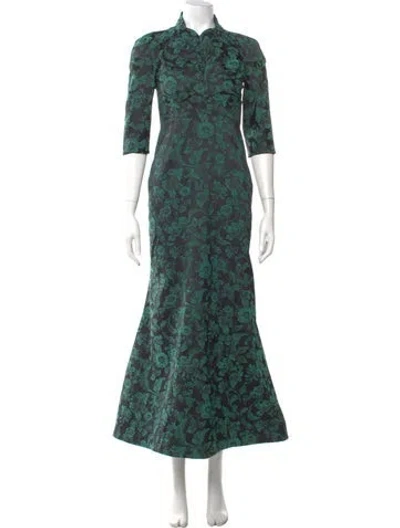 Pre-owned Zac Posen Floral Print Long Dress In Multi