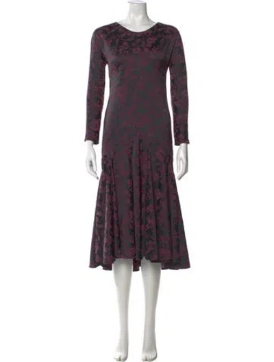 Pre-owned Zac Posen Floral Print Long Dress In Purple