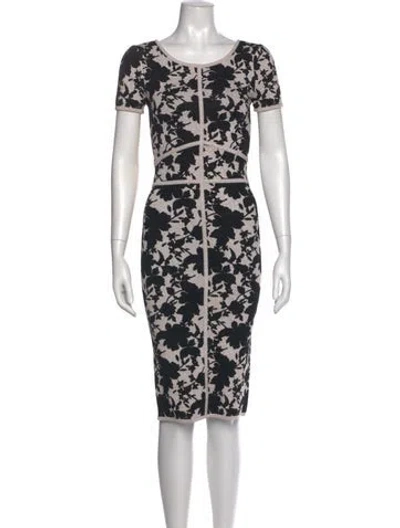 Pre-owned Zac Posen Floral Print Midi Length Dress In Black