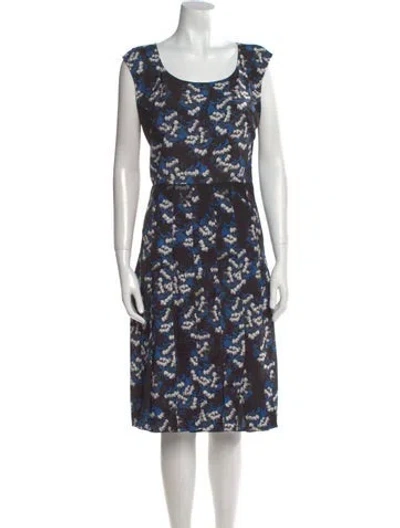 Pre-owned Zac Posen Floral Print Midi Length Dress In Blue