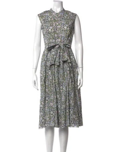 Pre-owned Zac Posen Floral Print Midi Length Dress In Blue