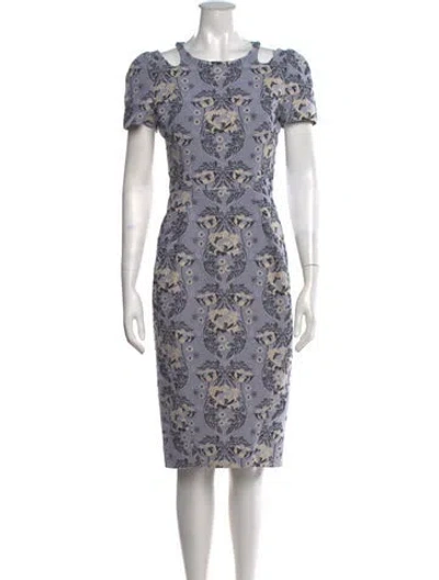 Pre-owned Zac Posen Floral Print Midi Length Dress In Grey