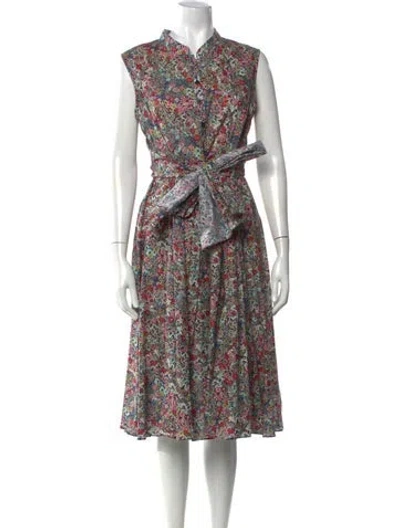 Pre-owned Zac Posen Floral Print Midi Length Dress In Multi