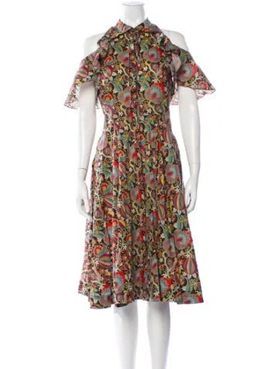 Pre-owned Zac Posen Floral Print Midi Length Dress In Purple