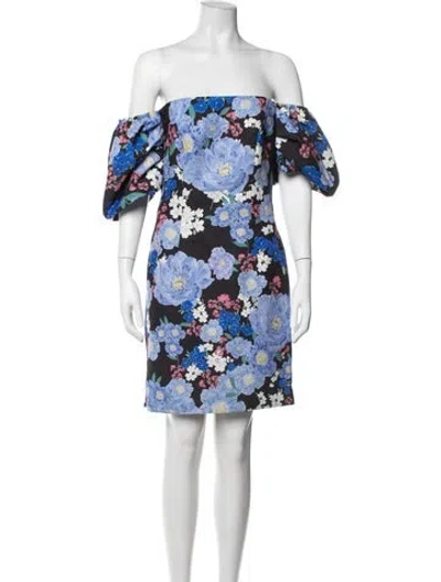 Pre-owned Zac Posen Floral Print Mini Dress In Black