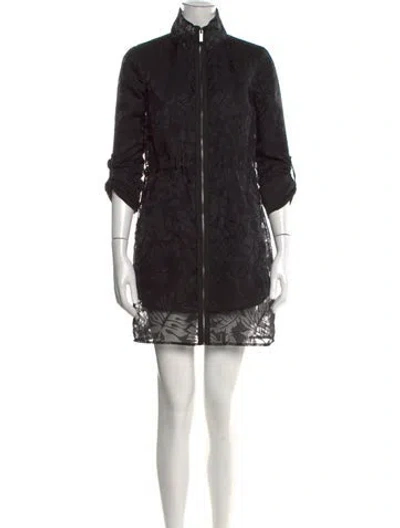 Pre-owned Zac Posen Floral Print Mini Dress In Black
