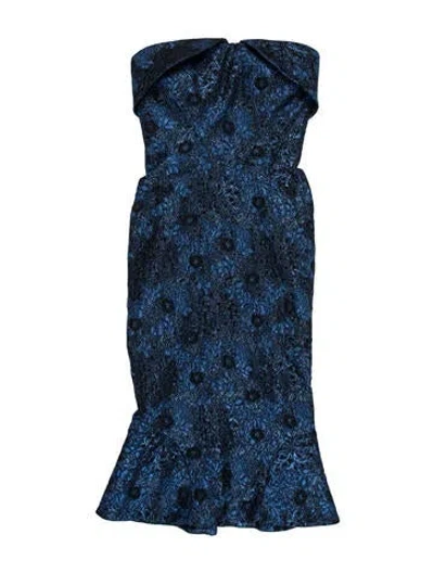 Pre-owned Zac Posen Floral Print Mini Dress In Blue