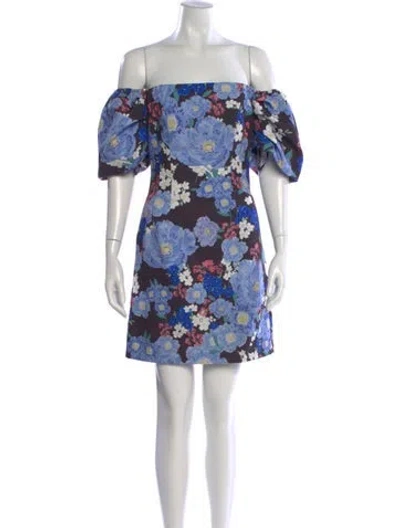 Pre-owned Zac Posen Floral Print Mini Dress In Blue