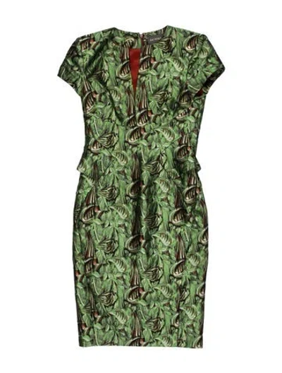 Pre-owned Zac Posen Floral Print Mini Dress In Green