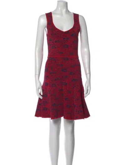 Pre-owned Zac Posen Floral Print Mini Dress In Red