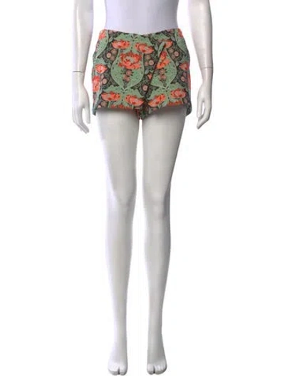 Pre-owned Zac Posen Floral Print Mini Shorts In Green