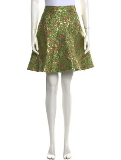 Pre-owned Zac Posen Floral Print Mini Skirt In Green
