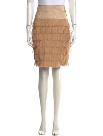 Pre-owned Zac Posen Fringe Trim Accent Mini Skirt In White