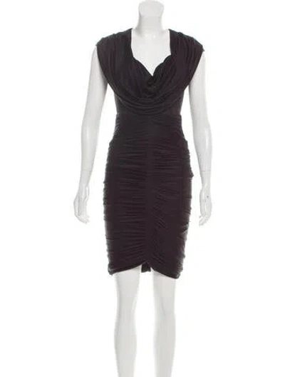 Pre-owned Zac Posen Gathered Silk Dress In Black