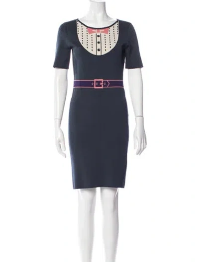 Pre-owned Zac Posen Graphic Print Knee-length Dress In Blue