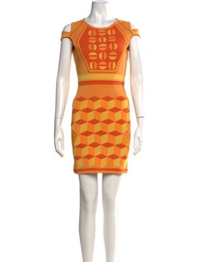 Pre-owned Zac Posen Graphic Print Mini Dress In Orange