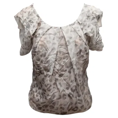 Pre-owned Zac Posen Grey  Spring 2009 Leopard Print Blouse Size Us S In Gray