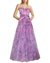 Zac Posen Halter Strap Tulle Gown In Purple