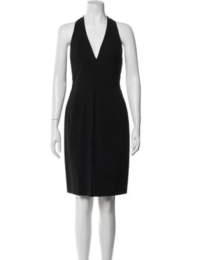 Pre-owned Zac Posen Halterneck Knee-length Dress In Black