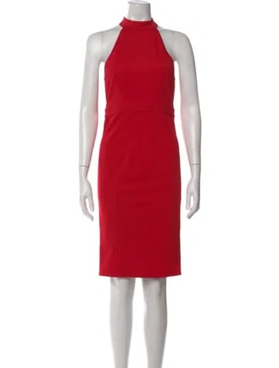 Pre-owned Zac Posen Halterneck Knee-length Dress In Red