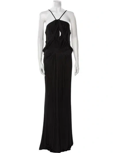 Pre-owned Zac Posen Halterneck Long Dress In Black