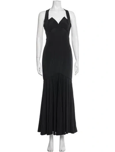 Pre-owned Zac Posen Halterneck Long Dress In Blue