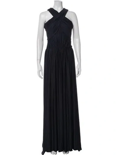 Pre-owned Zac Posen Halterneck Long Dress In Blue