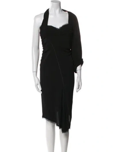 Pre-owned Zac Posen Halterneck Midi Length Dress In Black