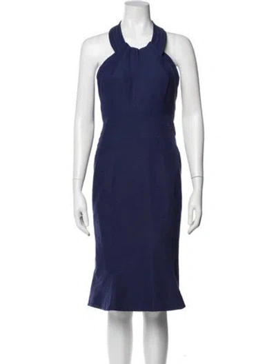Pre-owned Zac Posen Halterneck Midi Length Dress W/ Tags In Blue