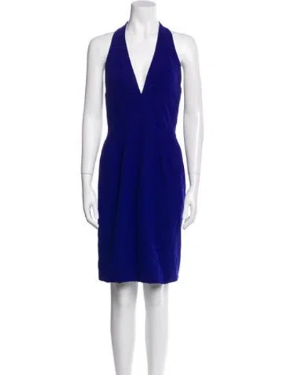 Pre-owned Zac Posen Halterneck Mini Dress In Blue
