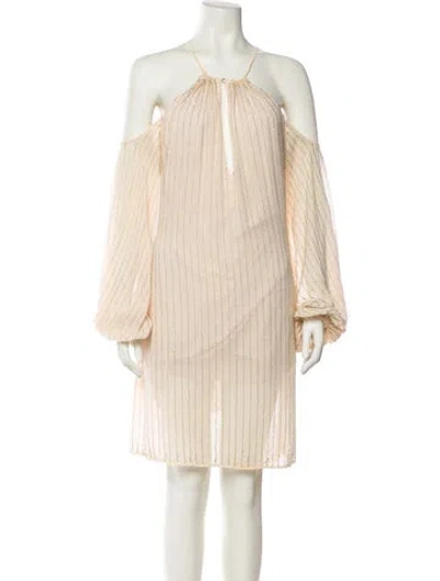 Pre-owned Zac Posen Halterneck Mini Dress In Neutral