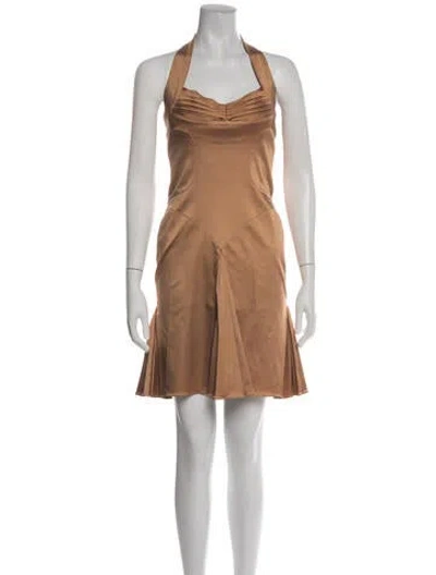 Pre-owned Zac Posen Halterneck Mini Dress In Pink