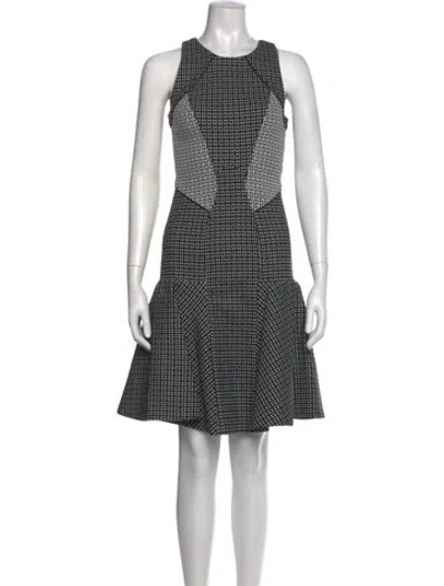 Pre-owned Zac Posen Houndstooth Print Knee-length Dress In Black