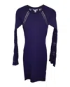 Zac Posen Jill Long Sleeve Sweater Dress In Navy Blue Viscose In Blue