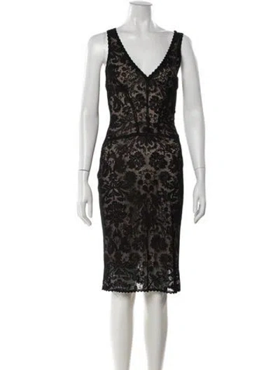 Pre-owned Zac Posen Lace Knee-length Dress In Black