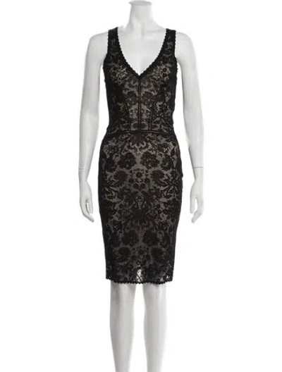 Pre-owned Zac Posen Lace Knee-length Dress In Black