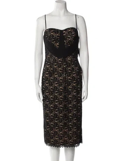 Pre-owned Zac Posen Lace Pattern Knee-length Dress In Black