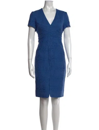 Pre-owned Zac Posen Lace Pattern Knee-length Dress In Blue