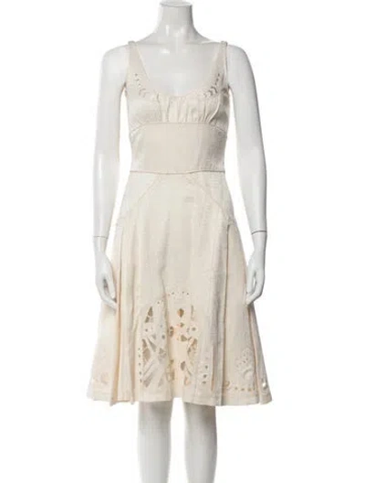 Pre-owned Zac Posen Lace Pattern Knee-length Dress In Neutral