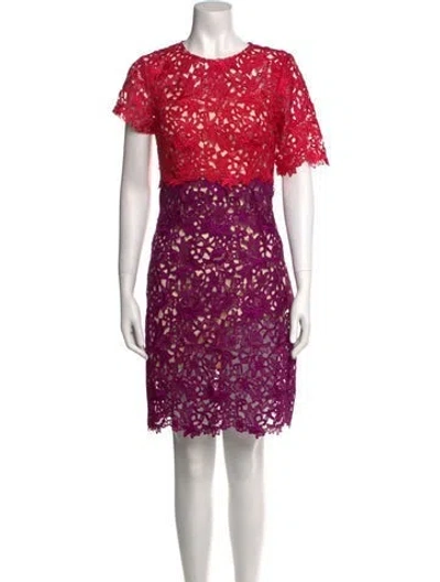 Pre-owned Zac Posen Lace Pattern Knee-length Dress In Red