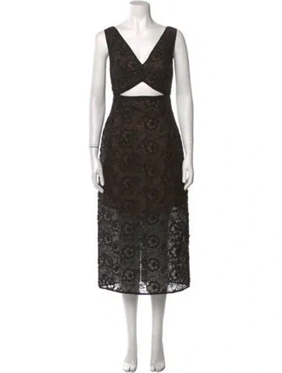 Pre-owned Zac Posen Lace Pattern Long Dress W/ Tags In Black