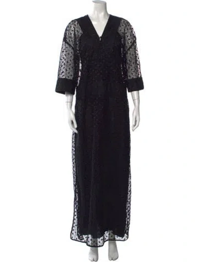 Pre-owned Zac Posen Lace Pattern Long Dress W/ Tags In Black