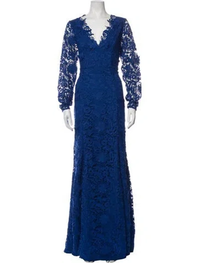 Pre-owned Zac Posen Lace Pattern Long Dress W/ Tags In Blue