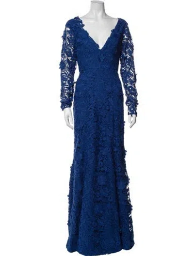Pre-owned Zac Posen Lace Pattern Long Dress W/ Tags In Blue