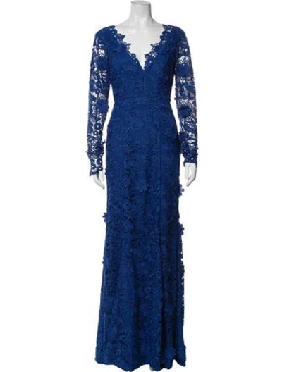 Pre-owned Zac Posen Lace Pattern Long Dress W/ Tags In Blue