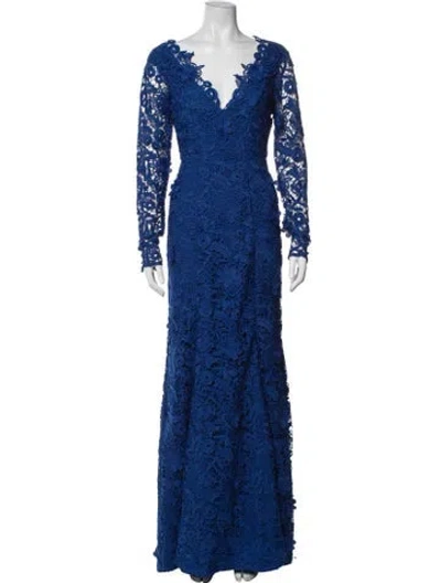 Pre-owned Zac Posen Lace Pattern Long Dress W/ Tags In Blue
