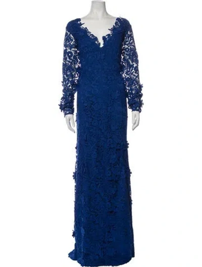 Pre-owned Zac Posen Lace Pattern Long Dress W/ Tags In Blue