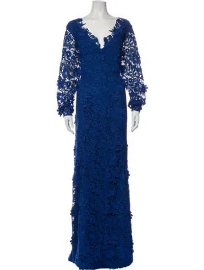 Pre-owned Zac Posen Lace Pattern Long Dress W/ Tags In Blue