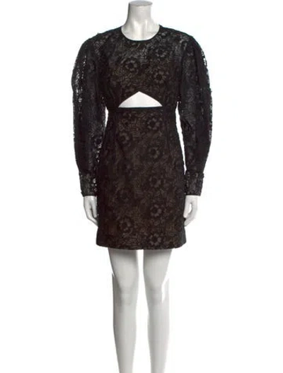 Pre-owned Zac Posen Lace Pattern Mini Dress In Black